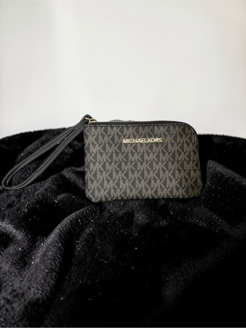 Michael Kors Brown and Gold Monogram Wristlet Wallet Like New
